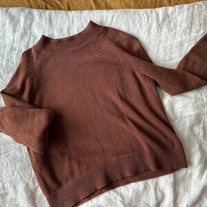 Quince 100% Organic Cotton Mockneck Sweater, Brown/Cappuccino Womens Sz S